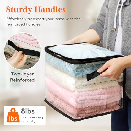 Lifewit 4 Pack Clear Clothes Storage Bags, Sweater Storage with Zipper, 18L Vinyl Foldable Moving Bags, Storage Container for Blankets Bed Sheet Sweater Yarns - size: 18L