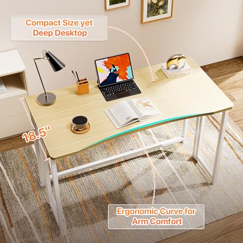 Huuger Folding Desk with Storage Shelf, 39.3 Inch Foldable Computer Table for Small Spaces, Space Saving Sofa Table for Couch, Writing Work Office Computer Desk, Easy to Fold, Oak - color: Oak, size: 18.5"D x 39.4"W
