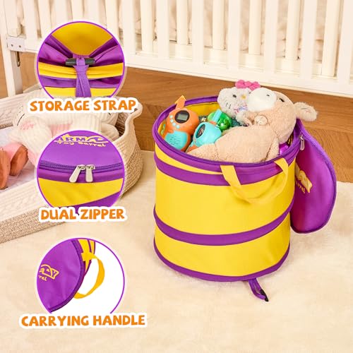 NARMAY Toy Barrel, Pop-Up Toy Storage Organizer, Collapsible Bin for Building Bricks & Small Blocks, Bucket with Handles, All-in-One Organizer for Kids Boys and Girls - 12 x 12 Inch - size: 12 x 12 Inch