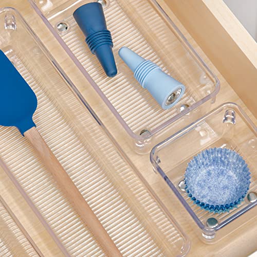 iDesign Linus Plastic Kitchen Drawer Organizer for Silverware, Spatulas, Cutlery, Gadgets, Office Supplies, Cosmetics, 4" x 8" x 3" - Clear - style: Pack of 1