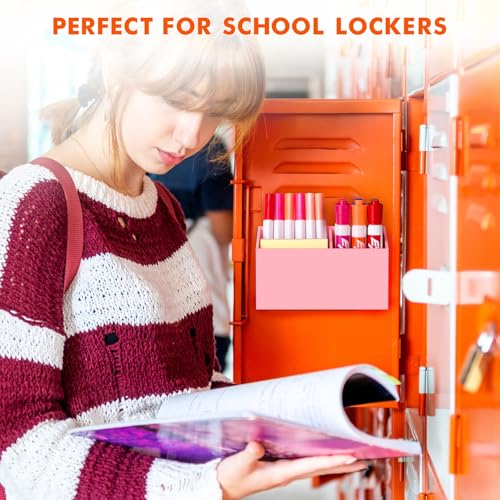 BEYGORM Magnetic Dry Erase Marker Holder for Whiteboard,Non-slip Acrylic Magnet Pen Holder for Fridge Refrigerator,Locker Organizer for Work,Locker Accessories,Pencil Cup for Desk(Pink) - color: Pink