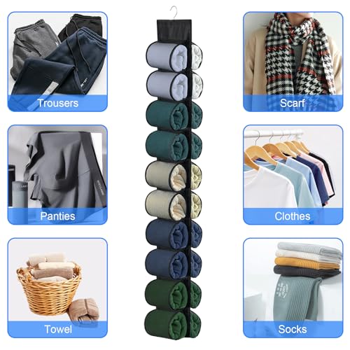 Legging Organizer for Closet Hanging, Hanging Legging Organizer, Legging Storage for Closet, Behind Door, Wardrobe, Clothes Storage, Hanger 20 Pockets Clothes Storage (Black) - color: 1pack-Black