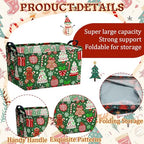 4 Pack Christmas Storage Bin Collapsible Large Christmas Storage Baskets for Gifts Xmas Tree Canvas Laundry Basket Foldable Box with Handle for Office Home Bedroom Clothes Toys Holiday Decor - style: Retro
