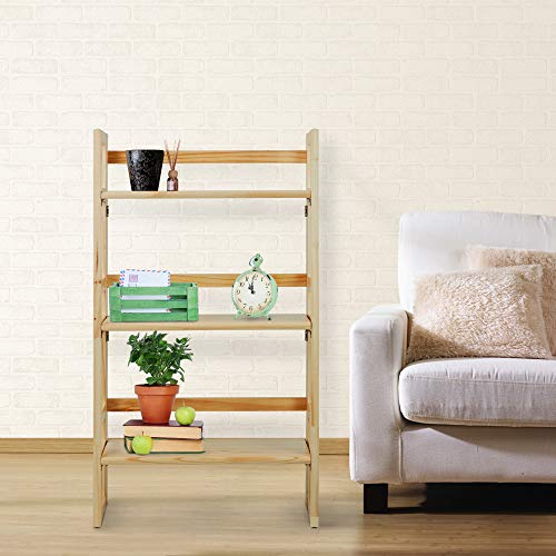 Casual Home 3-Shelf Folding Student Bookcase (20.75" Wide)-Natural - color: Natural