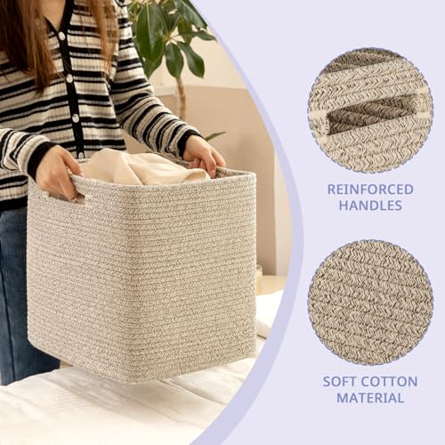OIAHOMY Storage Cubes, 13 Inch Cube Storage Organizer, Collapsible Storage Bins, Baskets for Organizing, Storage Bins for Shelves-Brown, 2-PACK - color: Brown, size: 2Pcs-13*13*13inch
