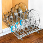 LYNK PROFESSIONAL® Pull Out Pot and Pan Lid Organizer Inside Cabinet - Lifetime Ltd. Warranty – Cookie Sheet Organizer for Cabinet – Slide Out Baking Sheet Organizer - 14W x 21D, Extra-Large, Chrome - size: 14W x 21D x 9H inches