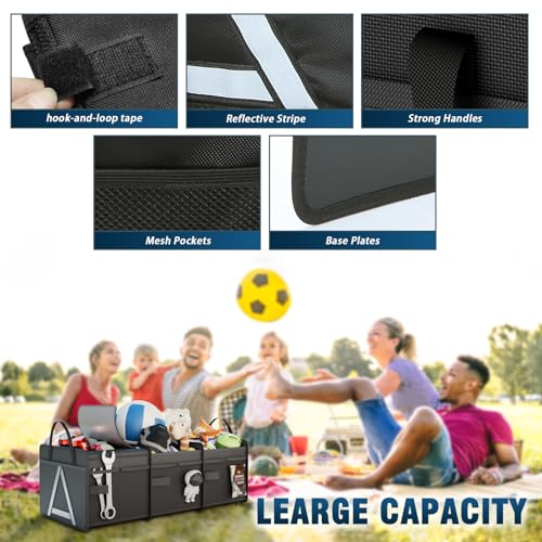 K KNODEL Sturdy Car Trunk Organizer with Premium Insulation Cooler Bag, 3 Compartments Heavy Duty Collapsible for Car, SUV, Truck, or Van (Medium, Black) - color: Black, size: Medium