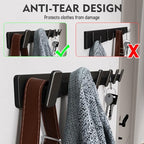 Coat Hook Wall Rack Hanger - Black Coat Rack with 6 Hooks Wall Hooks for Hanging Hat Key Bag Towel Wall Mount Coat Holder - color: Black, size: Rectangle 6 Hooks 1 Pack