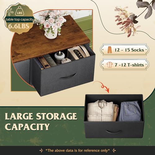 WLIVE Tall Fabric Dresser with 8 Drawers, Storage Tower with Fabric Bins, Double Dressers, Chest of Drawers for Closet, Bedroom, Living Room, Hallway, Dorm, Black and Rustic Brown - color: Black and Rustic Brown, style: General