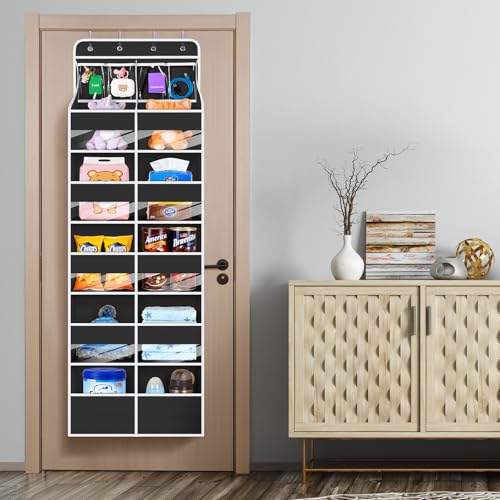 Univivi 6-Shelf Over Door Hanging Organizer Fabric Door Storage for Baby Nursery Nursery Closet Cabinet Wall Mount Hanging Storage Organizers with 10 Deep Pockets and 4 Small PVC Pockets(Black) - color: Black (Upgraded), size: 6 LAYER