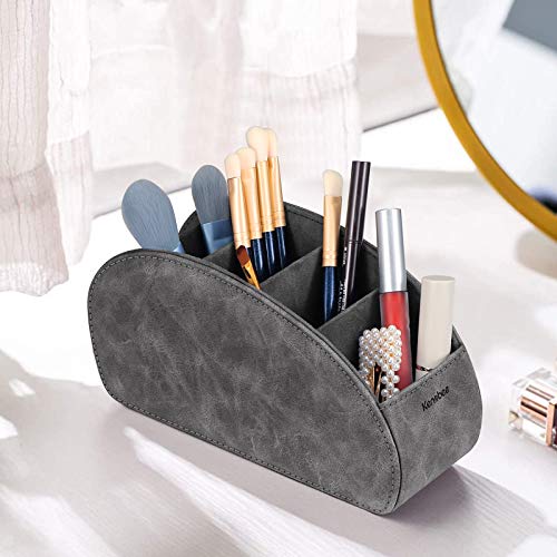 Remote Control Holder with 5 Compartments, KENOBEE Anti-slip Desktop Caddy Storage Organizer for Remote Controllers, Office Supplies, Makeup Brush, Media Accessories, Gray - color: Gray, size: Small
