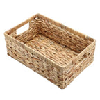 Wicker Basket for Shelf Woven Open Storage Bins with Built-in Handles Handwoven Water Hyacinth Storage Baskets Box for Living Room Bathroom Kitchen,13.8"L x 9.3"W x 5"H - size: 13.8"L x 9.3"W x 5"H