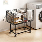 CICUFY Rolling Laundry Cart, 80L Wire Laundry Hamper Basket on Wheels, Dirty Clothes Basket with Handle, Metal Clothes Hamper Organizer for Laundry Room, Bathroom, Bedroom, Dorm, Black - color: Black