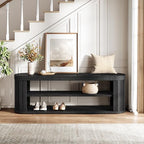 Tribesigns 47.2" Wooden Entryway Bench with 2-Tier Shoe Storage, Farmhouse Dining Bench with Adjustable Foot Pads, End of Bed Stool for Bedroom, Hallway, Living Room, Dining Room, Black - color: Black