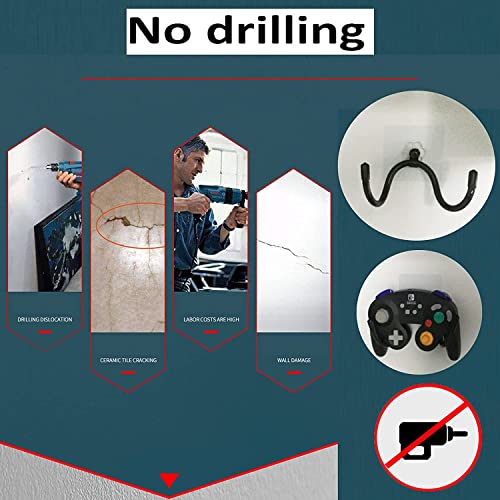 Pmsanzay 3 Pack Universal Self-Adhesive Game Controller Wall Mount Storage Organizer Stand Holder Hanger for Xbox One PS4 Switch Pro Controller,Headphone,Cables,etc - No Drilling, Stick on