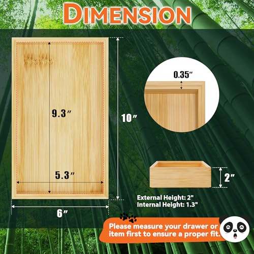 Lixple Bamboo Drawer Organizer for Kitchen Utensils, 2 Pack Stackable Bamboo Kitchen Drawer Organizers, Silverware & Utensil Drawer Trays, 10" x 6" x 2" (Outer), 9.3" x 5.3" x 1.3" (Inner) - color: Yellow, size: 10 x 6 x 2 Inch