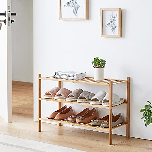 viewcare 3-Tier Free Standing Shoe Racks, Bamboo Wood Shoe Rack for Entryway & Closet, Beautiful | Natural | Functional | Sturdy Shoe Rack - color: Natural Bamboo, size: 3-Tier