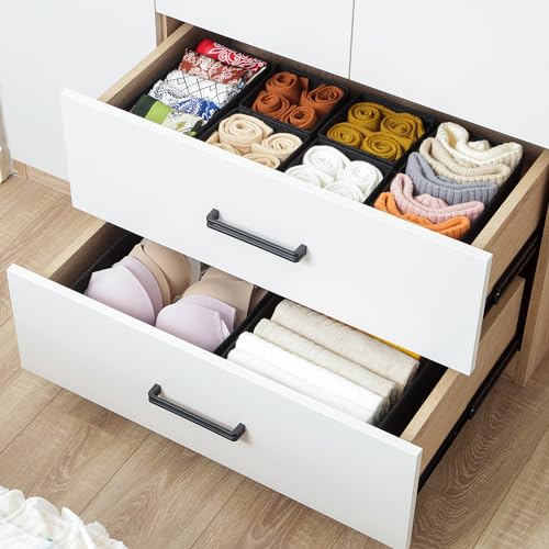 Stero 6 Pack Drawer Organizers for Clothing, Dresser Drawer Organizer Clothes, Fabric Foldable Closet Organizers and Storage Basket Bins for Clothes, Underwear, Bras, Socks (Black) - color: Black