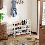 SUFAUY 3 Tier 33" Wide White Metal Shoe Rack for Closet, Stackable - color: White, size: 3 Tier