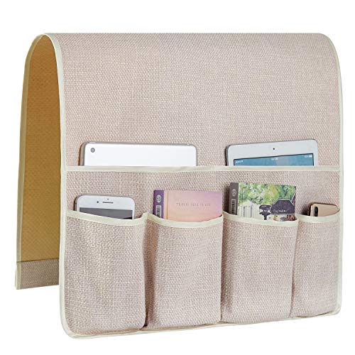 FLYILY Sofa Armrest Organizer Non-Slip Arm Chair Hanging Caddy Remote Control Holder for Magazine, Phone, Books, Glasses(Beige,19in) - color: Beige, size: 35"x19"