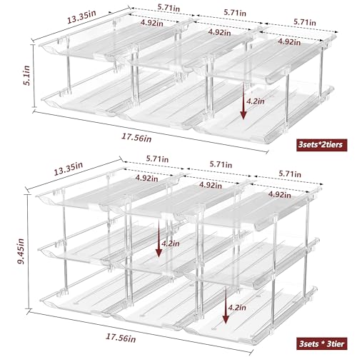 Attelite Can Organizer for Pantry, 3 Sets 3 Tiers Can Storage Organizer Pantry,Soda Can Organizer for Fridge 36 Cans Rack Automatic Rolling Stackable Canned Food Organizer,Clear - size: 3tier*3sets