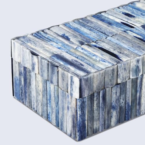 Handicrafts Home Decorative Storage Box 10x4.5 – Remote Control Holder, Jewelry Organizer, Modern Decorative Box with Lid, Boho Chic Home Décor Accent, Vintage Memory Box for Living Room Shelf Décor - color: IVORY-OCEAN, size: 10x4.5x2.5 Inch