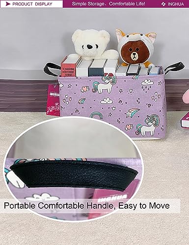 Rectangular Storage Basket Fabric Organizer Bin for Toys,Books,Clothes,Gifts,Pets-Perfect for Home,Office,Nursery,Dorm,Shelf(Rec-Unicorn) - color: Rec-Unicorn