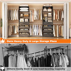 Aheaplus Closet System Set of 2, 4-9Ft Wood Closet Organizer with 8 Drawers & Shelves, Closet Organizer System with 8 Hanging Rods, Walk-in Closets Organizer Wardrobe Closet Rack, Black Oak - color: Black Oak-2Sets
