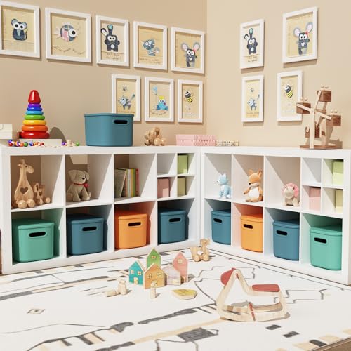 ORGIDOL 6 Pack Colorful Storage Bins with Lids Stackable Storage Container for Organizing, Storage Boxes with Handle for Shelves, Cute Storage Bin for Craft, Snacks, 9.85x6.9x5.7 inch - color: Colorful, size: 6 Pack