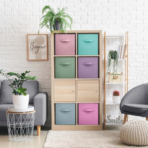 Sorbus 13 Inch Storage Bins - Sturdy Collapsible Fabric Storage Cubes with Handle - 12 Foldable Baskets for Organizing Clothes, Toys, Books - Storage Baskets for Shelves, Closets - color: 12 Pack Pastel Multi-Color 2, size: 13 Inch