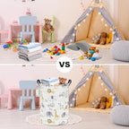 FANKANG Storage Basket, Nursery Hamper Canvas Laundry Basket Foldable with Waterproof PE Coating Large Storage Baskets for Kids Boys and Girls, Office, Bedroom, Clothes,Toys(Lovely Animals) - color: Lovely Animals