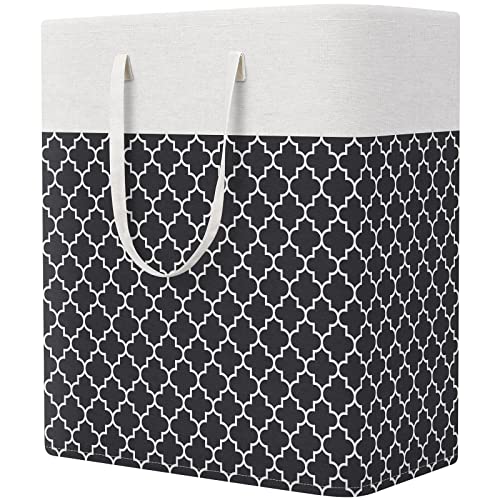 StorageRight Laundry Basket Hamper Large Collapsible Laundry Hamper with Easy Carry Handles，Freestanding Clothes Hampers for Laundry, Bedroom, Dorm, Clothes, Towels, 100L, Clover Black - color: Clover Black, size: 100L