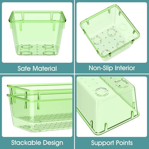 WOWBOX 25 PCS Plastic Drawer Organizer Set, 4 Sizes Desk Drawer Divider Organizers and Storage Bins for Makeup, Jewelry, Gadgets for Kitchen, Bedroom, Bathroom, Office, Clear Green - color: Clear Green