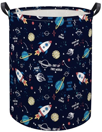 Kids Laundry Basket Baby Hamper for Nursery Boys Kids Hamper Cute Kids Toys Storage Bin Organizer Butterfly Room Decor for Home(Rocket Planet) - color: Rocket Planet