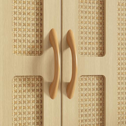 VECELO Rattan Bathroom Wall Cabinet, Medicine Cabinets with Adjustable Shelves, Wall Mounted Above Toilet Storage Organizer for Bathroom, Kitchen, Entryway