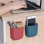 1Pcs Multi-Purpose Adhesive Wall Mounted Storage Box No-Drill Plastic Organizer for Remote Control Phone and Small Items Compact Space Saving Design(Red) - color: Red