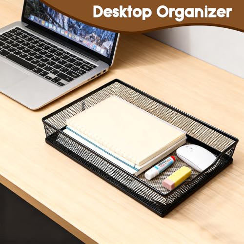 Yummy Sam 2 Pack Desk Drawer Organizer Tray, Office Drawer Organizer Tray with 2 Dividers, Metal Mesh Drawer Organizers for Desk, Desktop, Office Supplies, 12.2X8.8x2.1Inches
