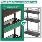 Giwil 4-Tier Slim Rolling Storage Cart for Kitchen Bathroom Organizer, Mobile Narrow Storage Cabinet Utility Cart with Wood Rack on Wheels for Pantry Laundry Small Space - size: Brown/Net Bar