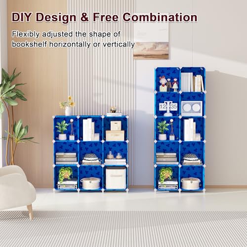 UNKU Cube Storage Organizer, 10 Cube Closet Organizer Storage Shelves, DIY Stackable Bookcase, Clothes Organizer Shelf for Closet, Bedroom, Living Room, Cabinet, Home, Office, Blue - color: Blue, size: 10cube