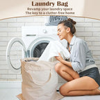 Cotton Canvas Laundry Bag 33"Wx 35"H, Thick Cotton Laundry Bag with Handles & Drawstring, Extra Large Heavy Duty Washable Basket Liner Hamper Liner Storage Sack (Natural XL, 1 Pack) - color: Natural, size: XL 33"W x 35"H┃1 Pack