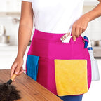 5-Pocket Waterproof Professional Cleaning Apron. Made for Pro Cleaners. Like a Cleaning Caddy Around Your Waist - color: Hot Pink, style: Standard