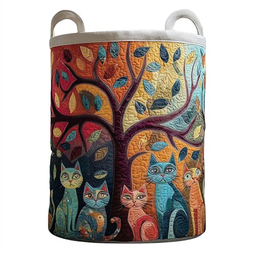 Quilted Laundry Basket with Handles, Large Boho Fabric Floral Storage Hamper, Soft Foldable Clothes Organizer for Nursery & Bedroom, 16"x22", 11 Artistic Pattern Styles - color: Style F, size: 16" x 22"/41*56 cm