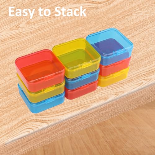Mathtoxyz Bead Organizer Box(Red,Yellow,Blue), 30Pcs Small Bead Organizers and Storage Plastic Cases Mini Clear Containers Boxes with Hinged Lid and Rectangle for Bracelet Making DIY Jewelry Craft - size: BlueRedYellow - 1P