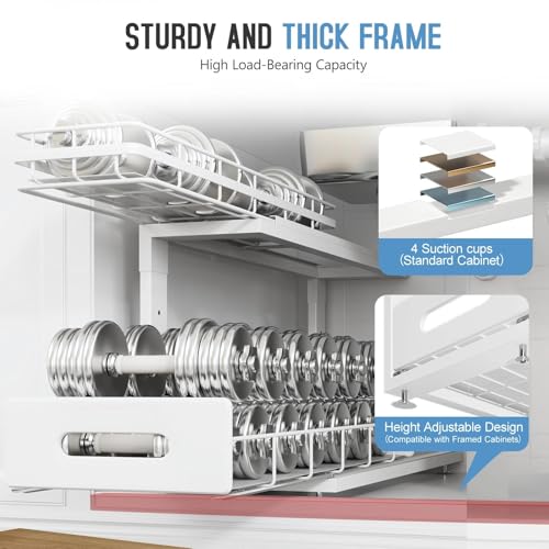 Under Sink Organizer Upgrade To Professional Rails,2-Tier Dual Pull Out Cabinet Storage,Height Adjustable Slide Out Drawers For Bathroom Kitchen,1 Pack-21"Dx12.8"-16.9"H,White - color: White, size: 1 Pack-21"Dx12.8"-16.9"H