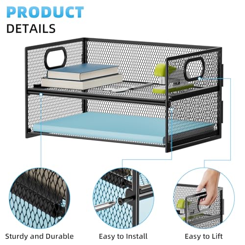 Marbrasse 2 Tier Paper Organizer Letter Tray, Mesh File Organizer with Handle, Paper Sorter Desk Organizer for Home Office Supplies - 2P - color: 2 Tier Black-2p