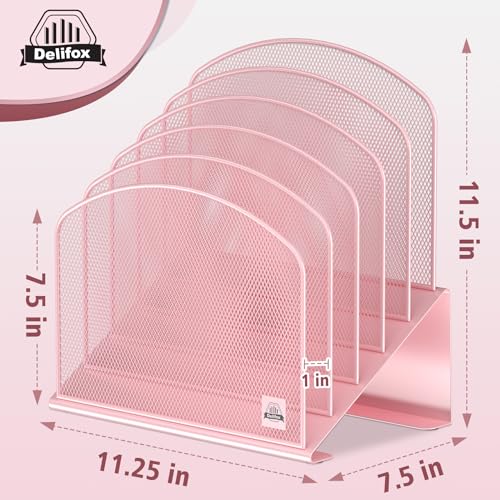 Delifox Inclined Desk File Organizer,Vertical File Folder Holder Stand Metal Rack File Sorter for Office Classroom Desktop Organization - color: Pink, size: 2Pack