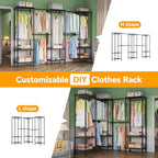 Higeego H11 Large Clothing Rack for Hanging Clothes Heavy Duty Garment Rack, Freestanding Wardrobe Closet Organizer and Storage with Expandable Hanger Rods, Extendable from 7.8 to 10.8 ft, Black - color: Black, style: 5 Row