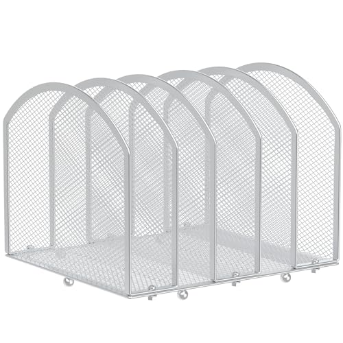 MINDEPOT Desk File Organizer 5 Sections Desktop Organizer File Sorter Office Organization File Folder Holder for Office School & Classroom (Silver, 5 Section - 1Pack) - color: Silver, size: 5 Section - 1Pack