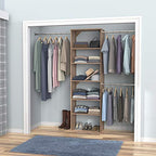 ClosetMaid SuiteSymphony Wood Closet Organizer Starter Kit with Tower and 3 Hang Rods, Shelves, Adjustable, Fits Spaces 5 – 10 ft. Wide, Natural Gray - style: Natural Gray Finish