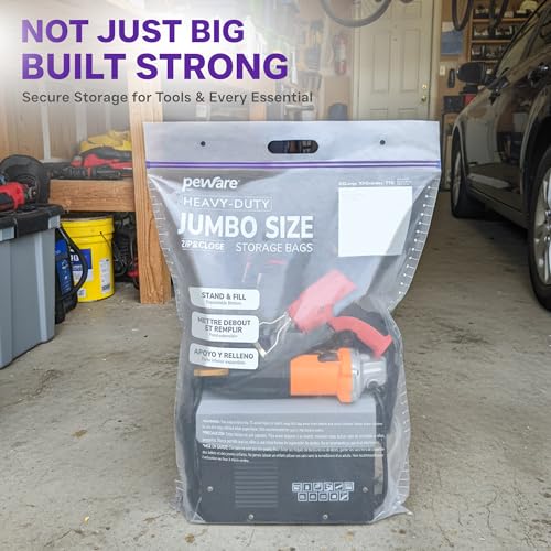 10 Gallon Heavy Duty Large Storage Bags with Handle, Big Zip Seal Top Bags, 6 Mil Extra Thick Clear Big Plastic Resealable Zip Poly Bags for Home Moving, Travel, Camping, 20" x 26", Pack 5 - size: 20x26 6mil Pack5